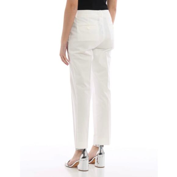 Weekend Max Mara White Cropped Cigarrete Trousers Women's Size 6 Stretch Cotton - Picture 2 of 11